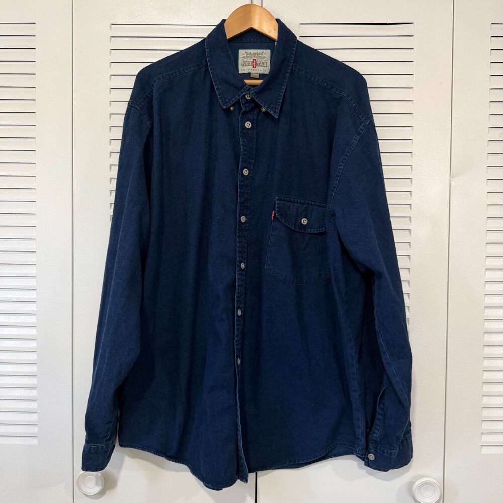Levi’s Red Tab Men’s XXL Blue 100% Cotton Long Sleeve Button Up Shirt